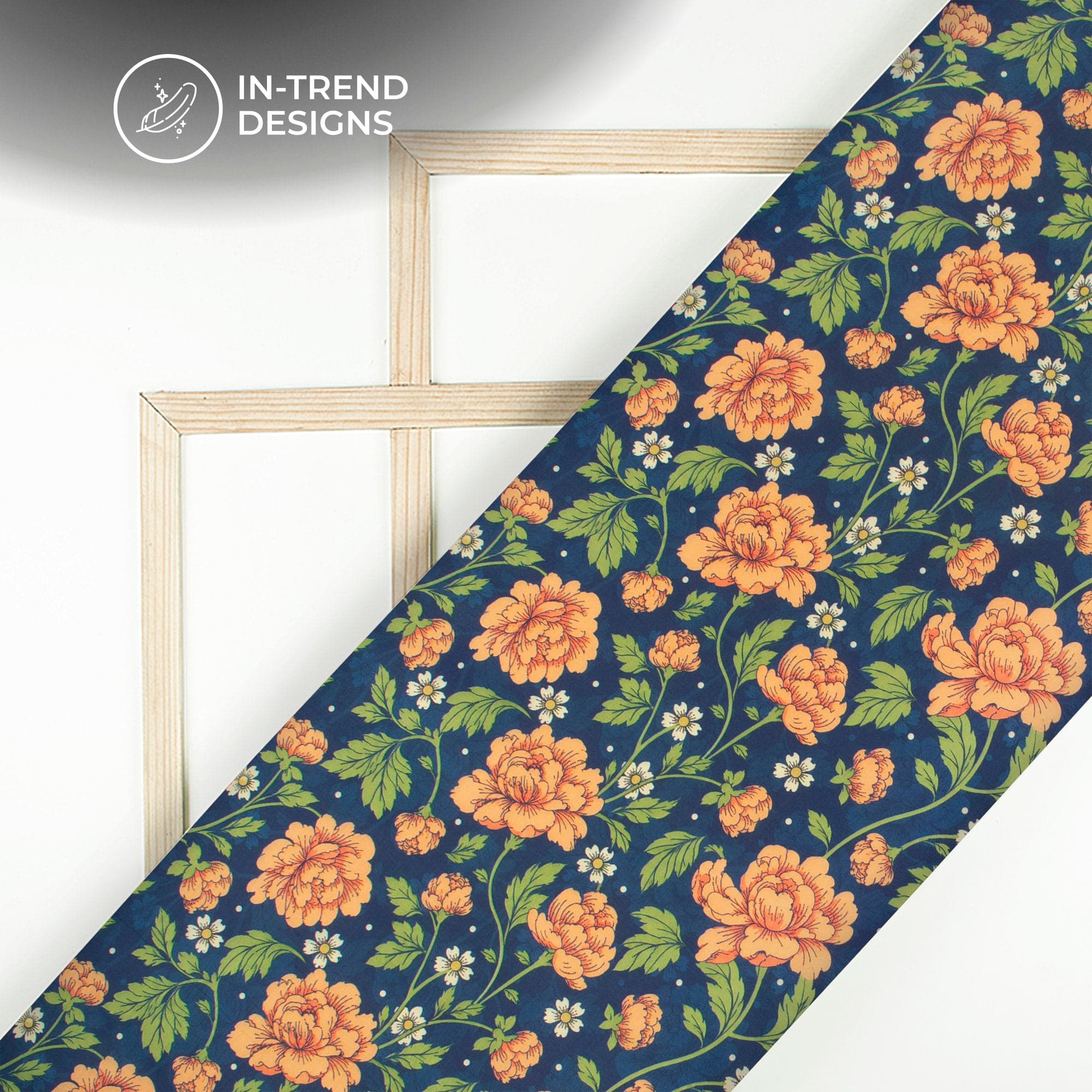 Blue Floral Poly Muslin — view 1