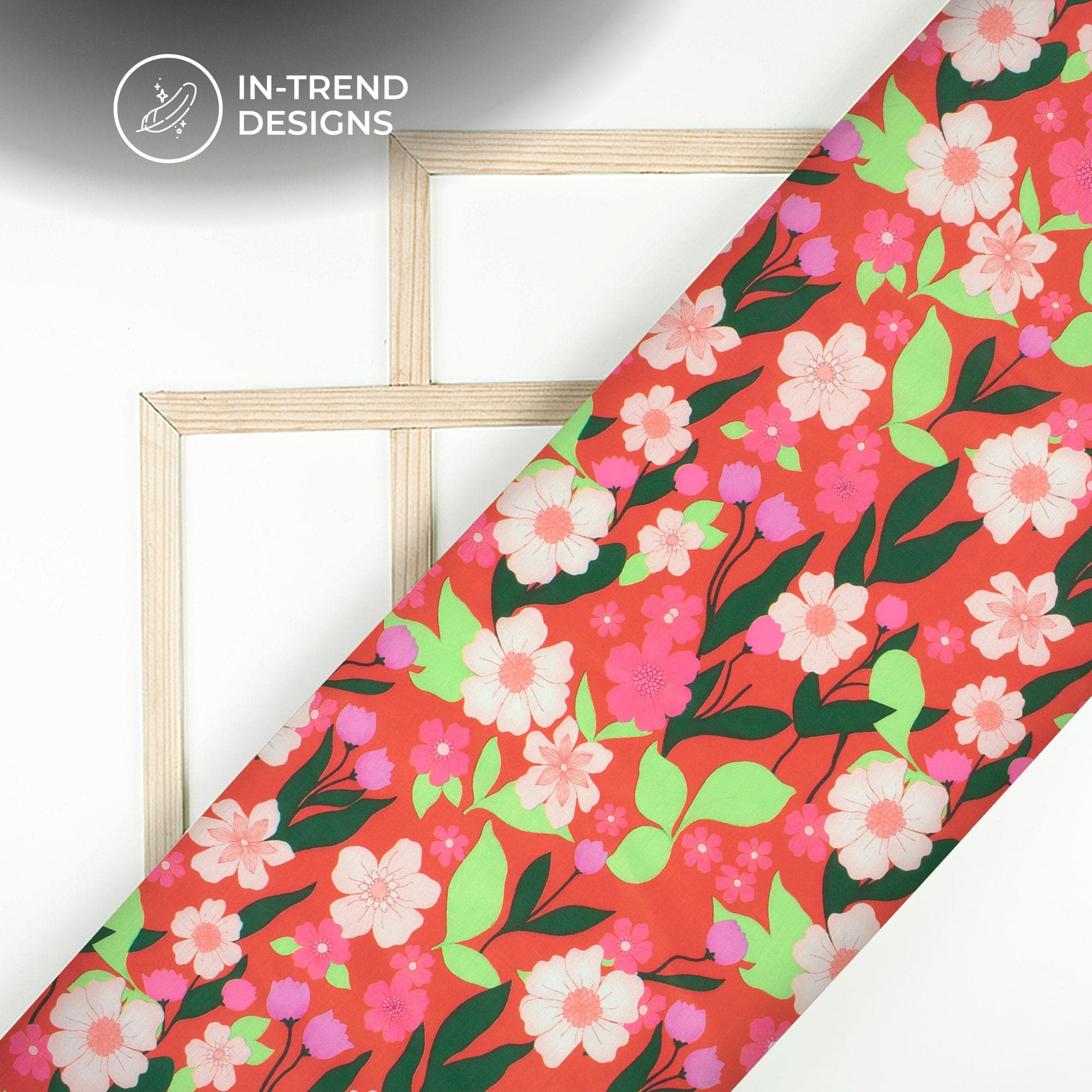 Green Floral Poly Muslin — view 1